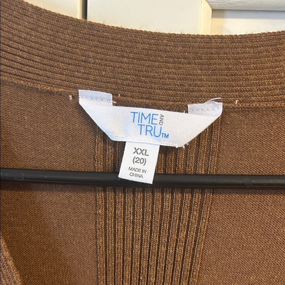 Time and Tru Chocolate Cardigan Sweater - Picture 2 of 5
